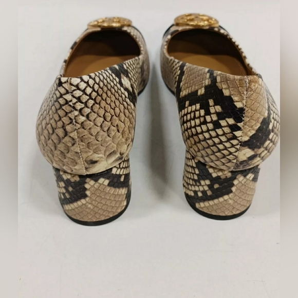 Tory Burch Like NEW Python Embossed Cap Toe Block Heel Pumps Size 6 - Picture 4 of 6
